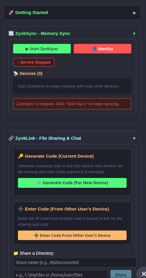 ZynkSync and ZynkLink panels